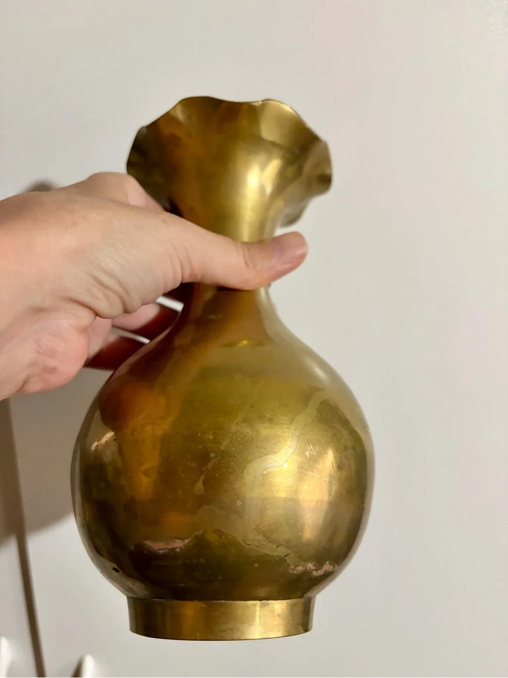 Vintage Brass Decorative Bud Vase in Antique Gold Finish